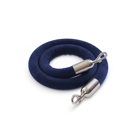 Montour Line Velvet Rope Dark Blue With Pol. Steel Snap Ends 6ft.Cotton Core PVR150-60-DB-SE-PS
